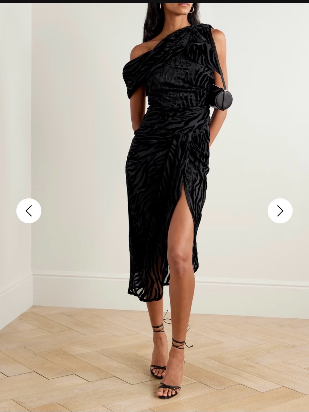 Isabel Marant Black One-Shoulder Ruched Midi Dress with Side Slit